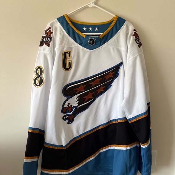 Adidas White and Blue Hockey Jersey